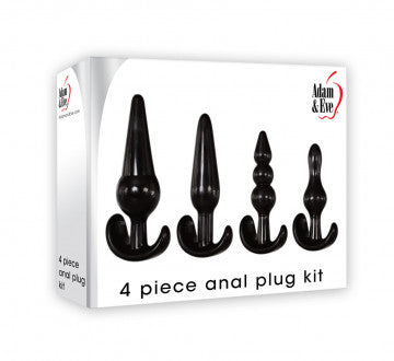 4 Piece Anal Plug Kit - Black