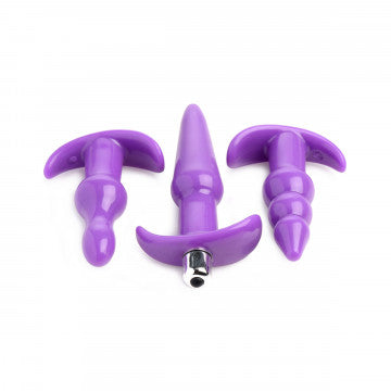 4 Pc Vibrating Anal Plug Set - Purple